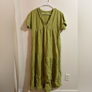 Green V-Neck Dress